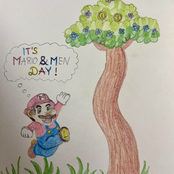 „Mario Time”, tech.: kredki