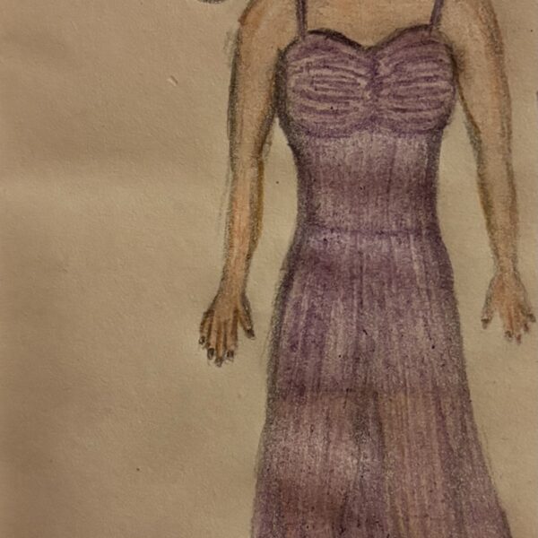 „Projekt tancerki”; tech.: ołówek + kredki