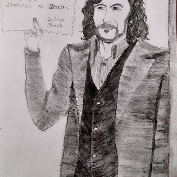 „Portret Syriusza Black’a”; tech.: ołówek