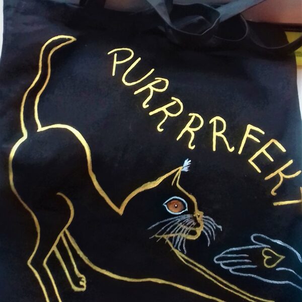 "Giętki Kot"; tech. konturówka do teksyliów