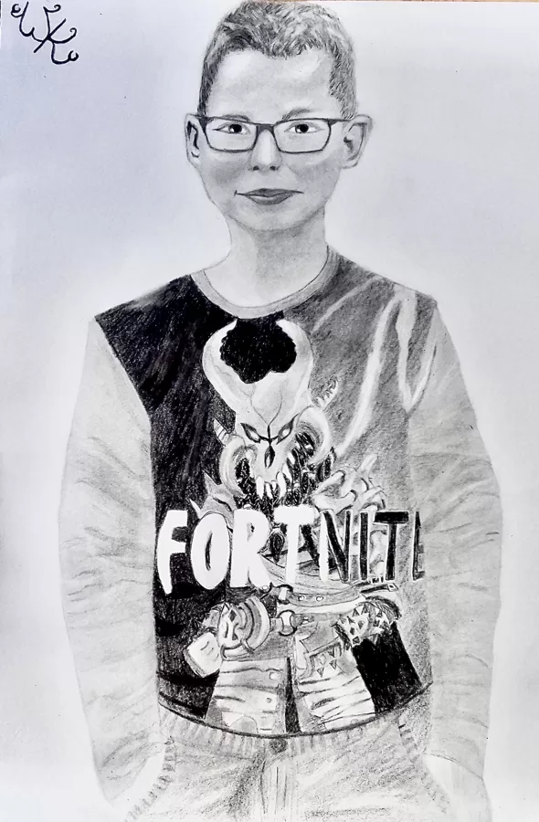 „Fan Fortnite’a”; tech.: ołówek